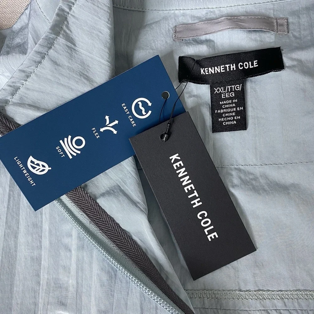 Kenneth Cole Techni-Cole Mens XXL Blue Quarter Zip Windbreaker Anorak Jacket